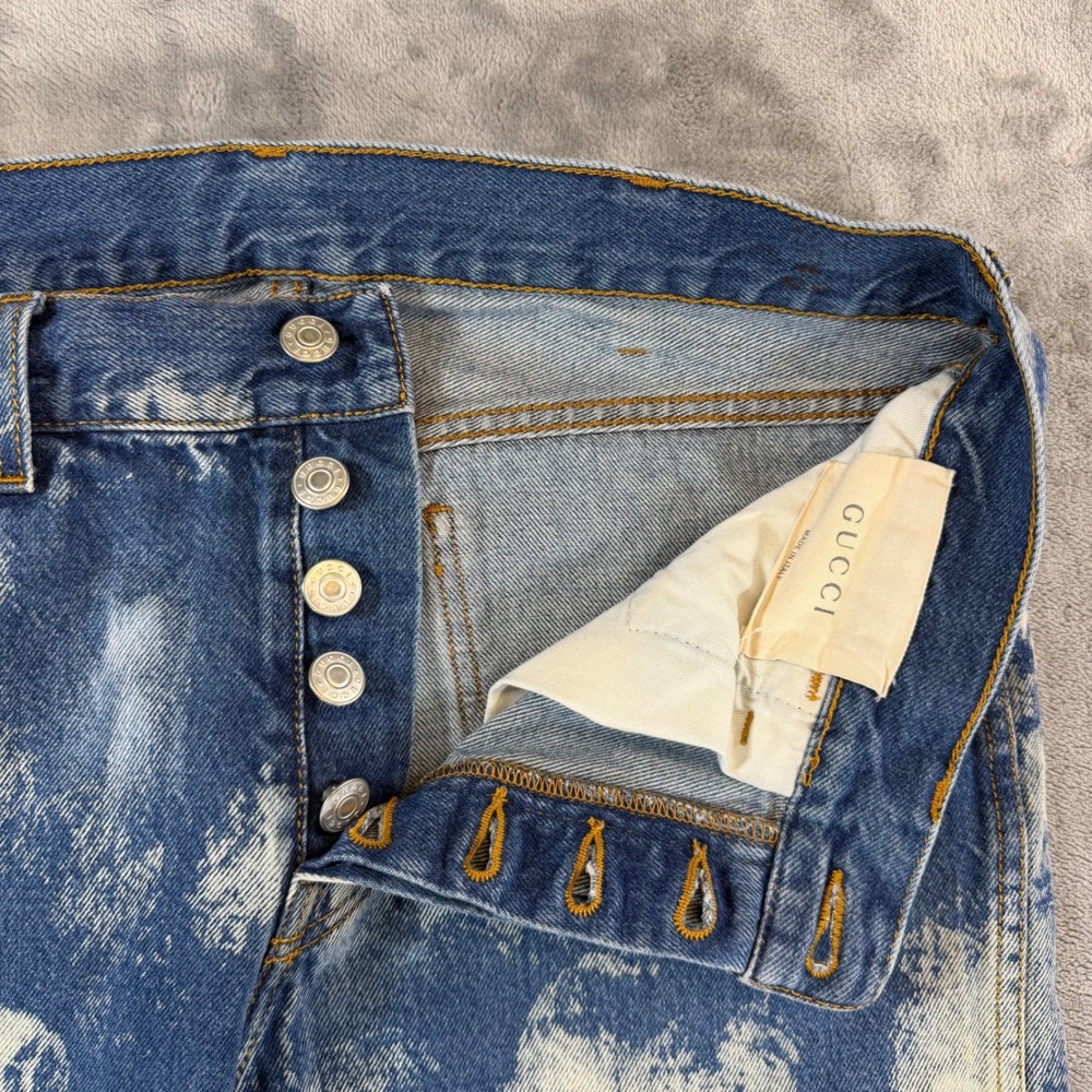 Gucci Studded Skinny Jeans Mens Size 32x29 Blue Acid Wash Made in Italy - Picture 6 of 11